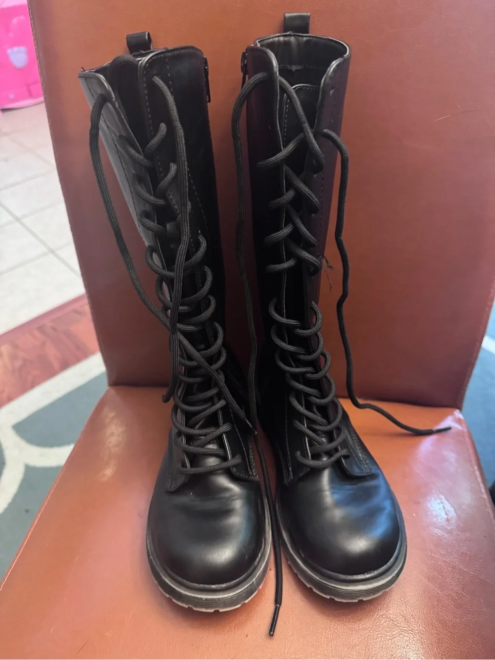 Steve Madden Lace-Up Knee-High Combat Boots - Girls